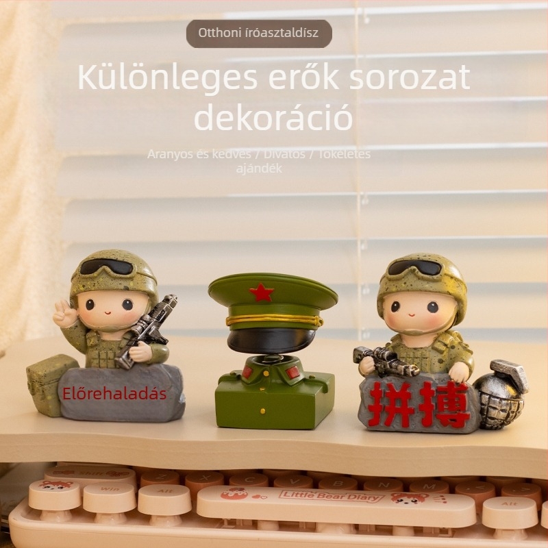Vörös Hadsereg katonája asztali figurája – gyanta, kínai stílusú dekoráció, ajándék