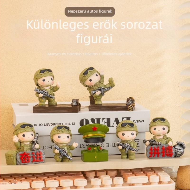 Vörös Hadsereg katonája asztali figurája – gyanta, kínai stílusú dekoráció, ajándék