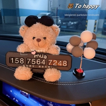 Panda autó mozgó telefonszám tábla – aranyos ideiglenes parkolási dísz, műanyag belső kiegészítő