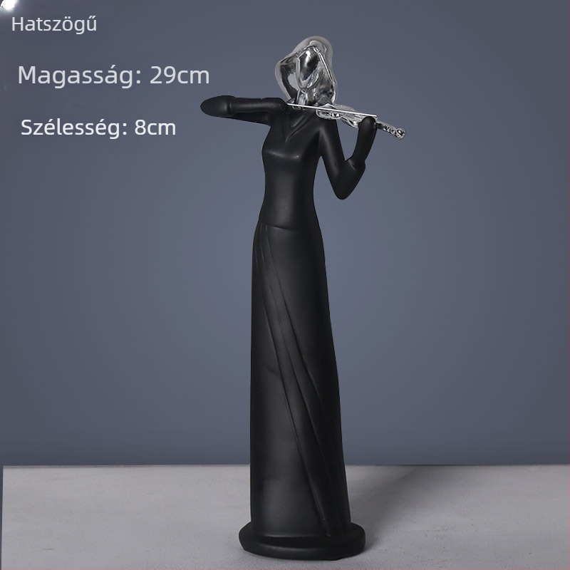 Zenekar karakter rezin szobor – nordikus minimalist design nappali dekorációhoz, TV-hez és boros szekrényhez, absztrakt művészeti darab, Violin