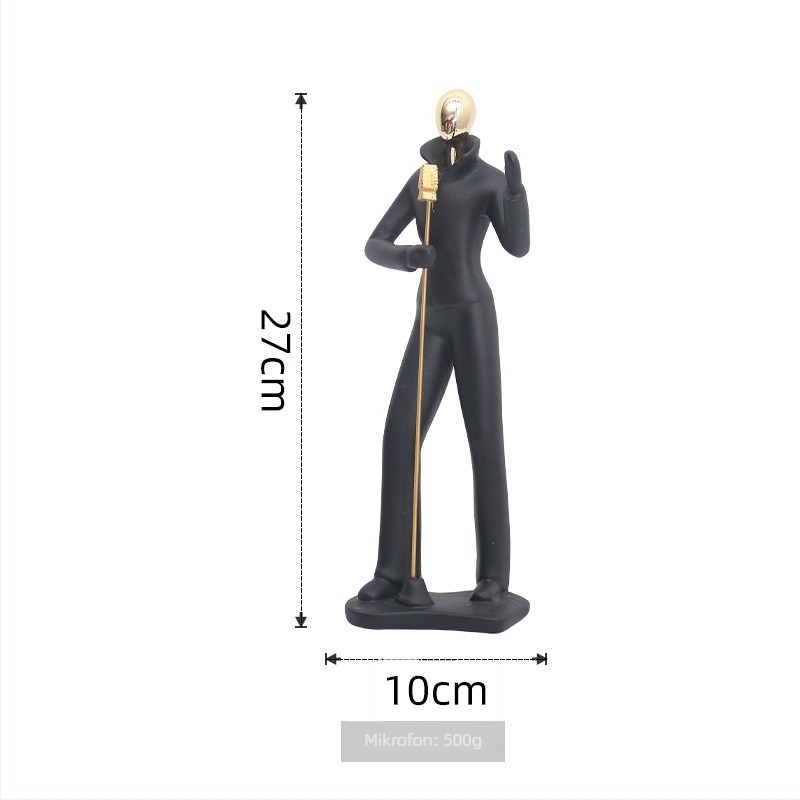 Zenekar karakter rezin szobor – nordikus minimalist design nappali dekorációhoz, TV-hez és boros szekrényhez, absztrakt művészeti darab, Violin