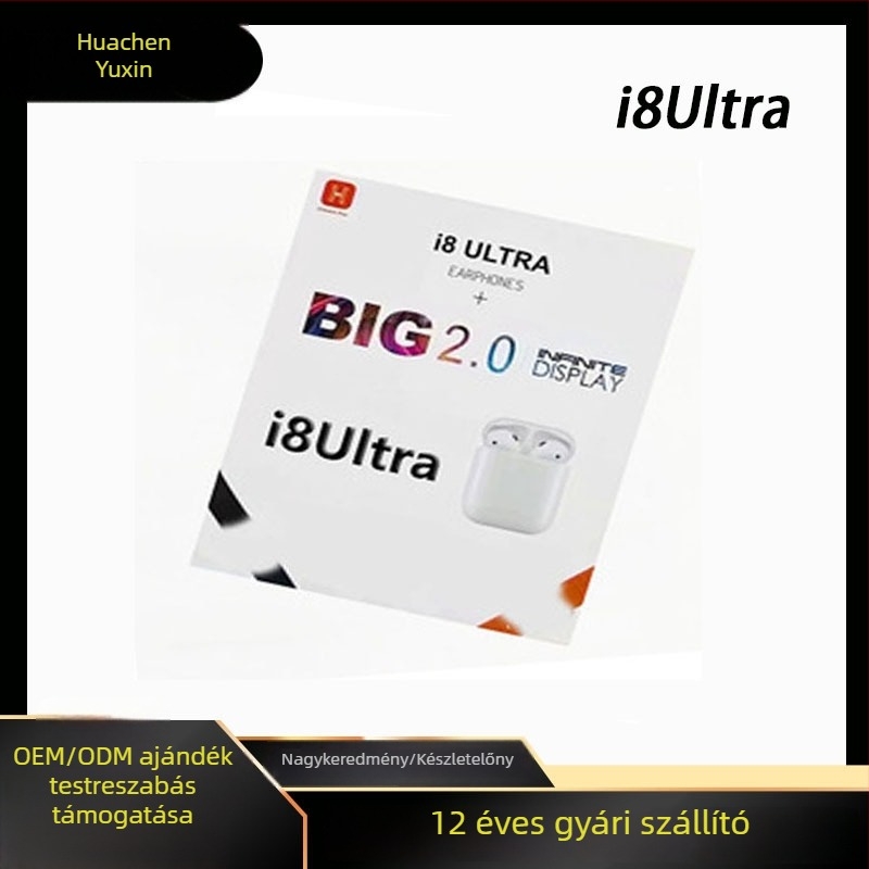 i8 Ultra kétfunkciós okosóra és Bluetooth headset egyben, dupla szíj, oxigén és vérnyomás monitorozása, vezeték nélküli töltés, vízálló