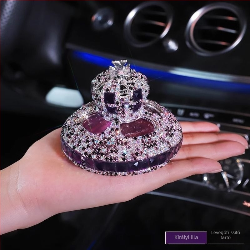 Autó illatosító tartó korona kristály dizájnnal, Liuli anyag, könnyű luxus stílus, Tianruika márka, szagok eliminálása