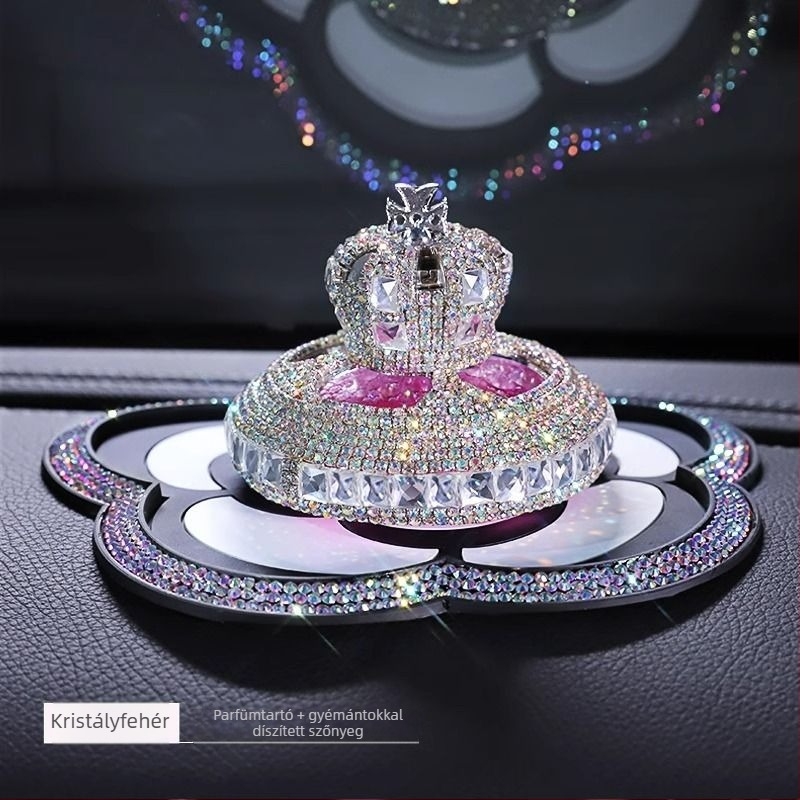 Autó illatosító tartó korona kristály dizájnnal, Liuli anyag, könnyű luxus stílus, Tianruika márka, szagok eliminálása