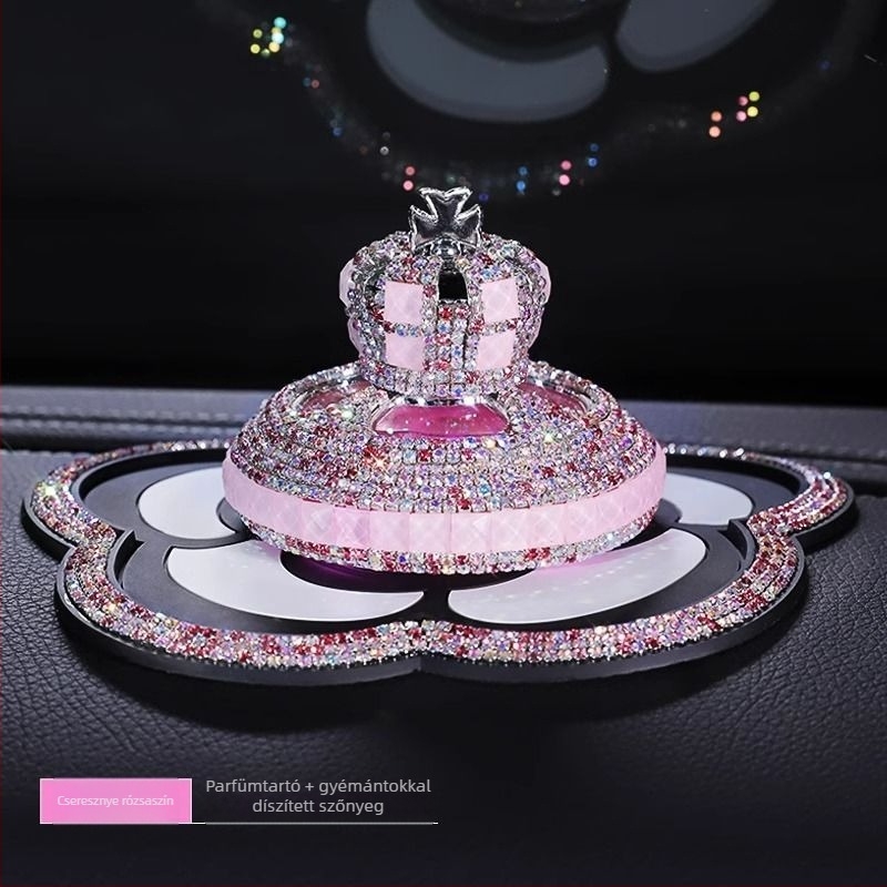 Autó illatosító tartó korona kristály dizájnnal, Liuli anyag, könnyű luxus stílus, Tianruika márka, szagok eliminálása