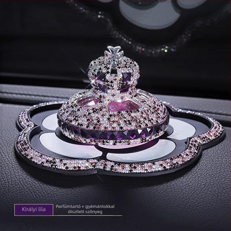 Autó illatosító tartó korona kristály dizájnnal, Liuli anyag, könnyű luxus stílus, Tianruika márka, szagok eliminálása