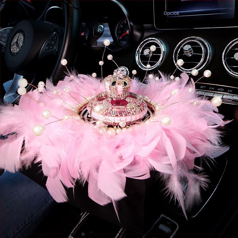 Autó illatosító tartó korona kristály dizájnnal, Liuli anyag, könnyű luxus stílus, Tianruika márka, szagok eliminálása