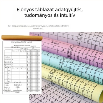 Pontozó tábla cserekártyával és taktikátáblával kosárlabdára, futballra, tollaslabdára és asztaliteniszre; papíralapú, 500 lap, logónyomtatás elérhető, testreszabás