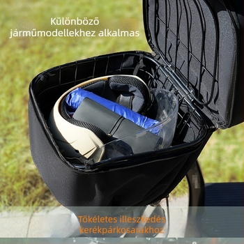 Gemeisi 30L elektromos kerékpárkosár esővédő – vízálló Oxford anyag, belső kosár napvédővel, termékkód 2501, alkalmas kerékpározáshoz