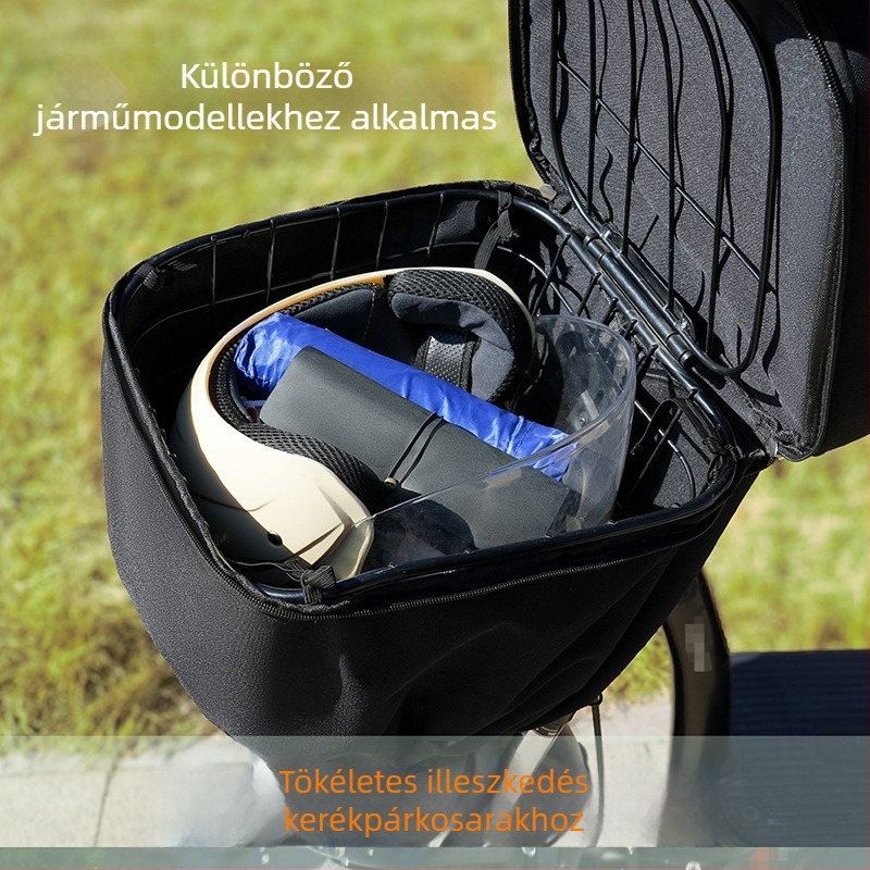 Gemeisi 30L elektromos kerékpárkosár esővédő – vízálló Oxford anyag, belső kosár napvédővel, termékkód 2501, alkalmas kerékpározáshoz