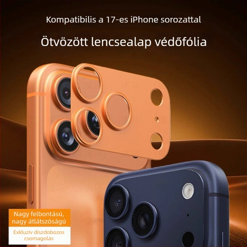 iPhone 17 Pro Max kameraobjektív védőfólia, HD, karcolásálló, robbanásbiztos, zuhanásbiztos, PET hátoldali fólia