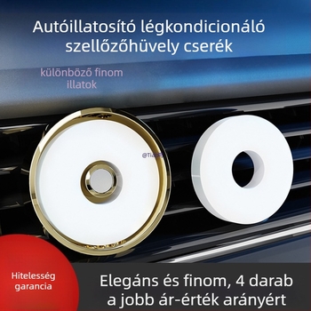 Autó illatosító tabletták az autó klímaberendezésének ventillációs nyílásába illeszkedő Gardenia illattal, 4 darabos elegáns csomag, párolgási idő több mint 90 nap, ülés típusú szerelés