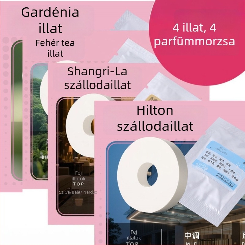 Autó illatosító tabletták az autó klímaberendezésének ventillációs nyílásába illeszkedő Gardenia illattal, 4 darabos elegáns csomag, párolgási idő több mint 90 nap, ülés típusú szerelés