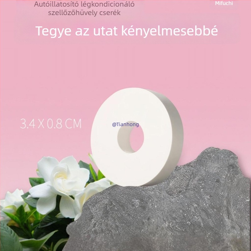 Autó illatosító tabletták az autó klímaberendezésének ventillációs nyílásába illeszkedő Gardenia illattal, 4 darabos elegáns csomag, párolgási idő több mint 90 nap, ülés típusú szerelés