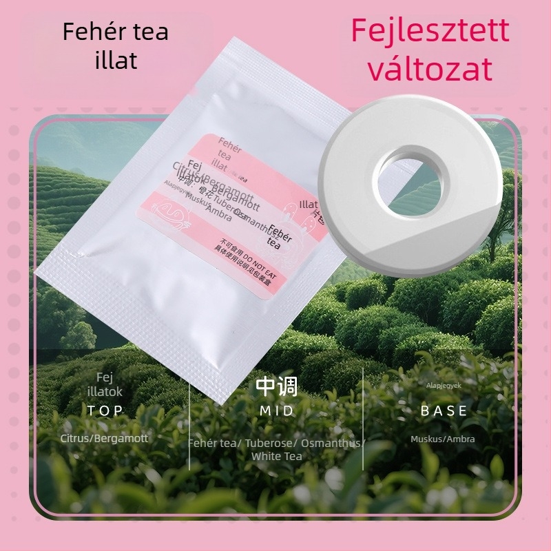 Autó illatosító tabletták az autó klímaberendezésének ventillációs nyílásába illeszkedő Gardenia illattal, 4 darabos elegáns csomag, párolgási idő több mint 90 nap, ülés típusú szerelés