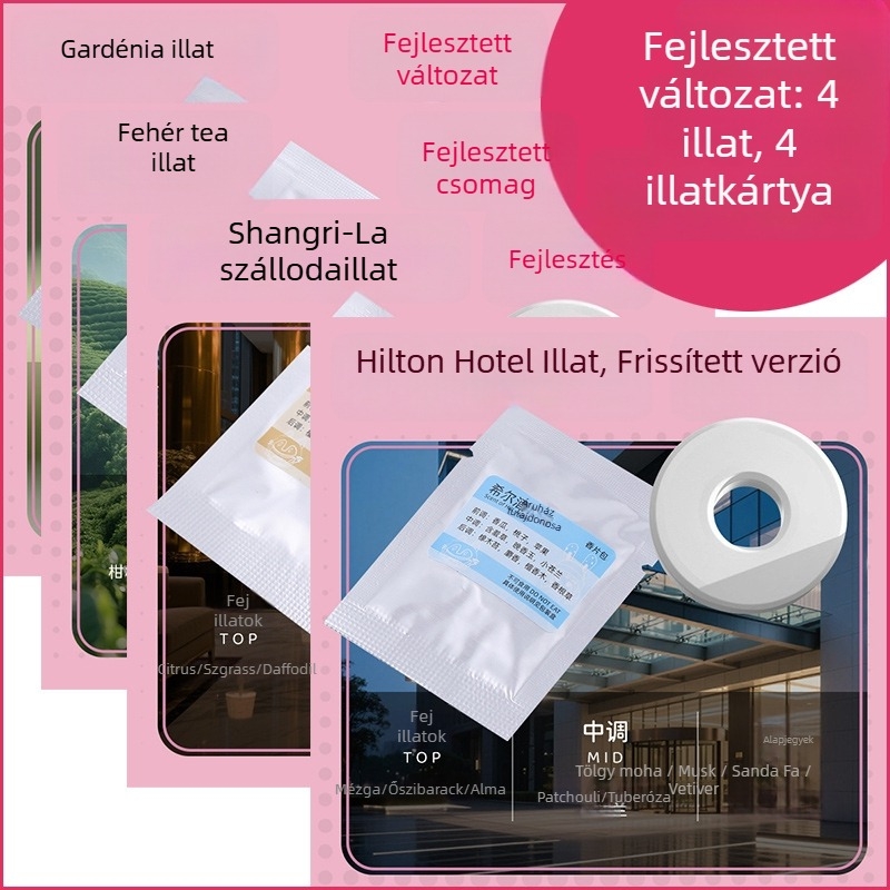 Autó illatosító tabletták az autó klímaberendezésének ventillációs nyílásába illeszkedő Gardenia illattal, 4 darabos elegáns csomag, párolgási idő több mint 90 nap, ülés típusú szerelés