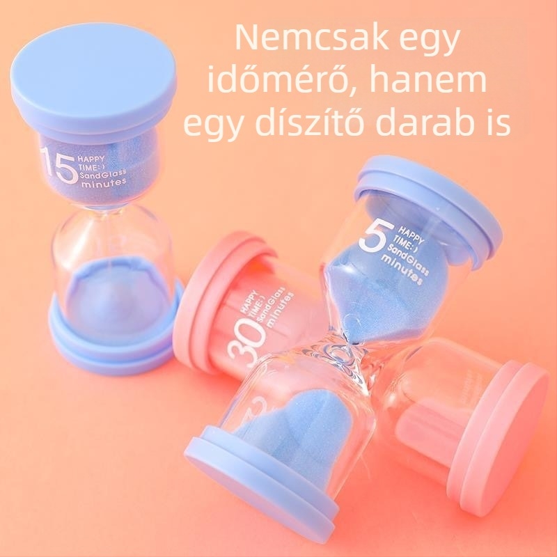 Makaron formájú homokóra dísz, üveg, kézzel készített, modern minimalista stílus