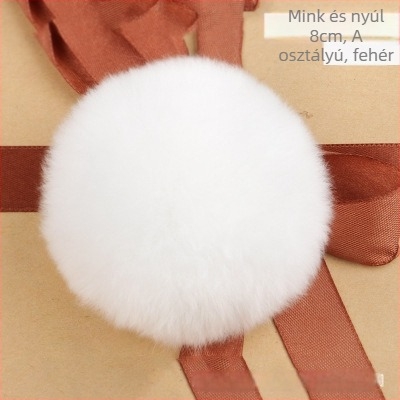 Természetes szőrrel készült pompon függő - kézzel kötött, eredeti dizájn, hajkiegészítő