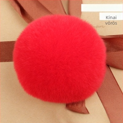 Természetes szőrrel készült pompon függő - kézzel kötött, eredeti dizájn, hajkiegészítő