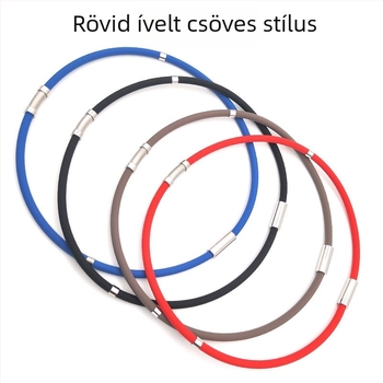 Szilikon nyakpánt rozsdamentes acél medállal, geometriai dizájn, uniszex