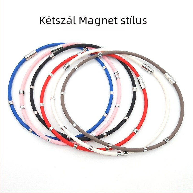 Szilikon nyakpánt rozsdamentes acél medállal, geometriai dizájn, uniszex