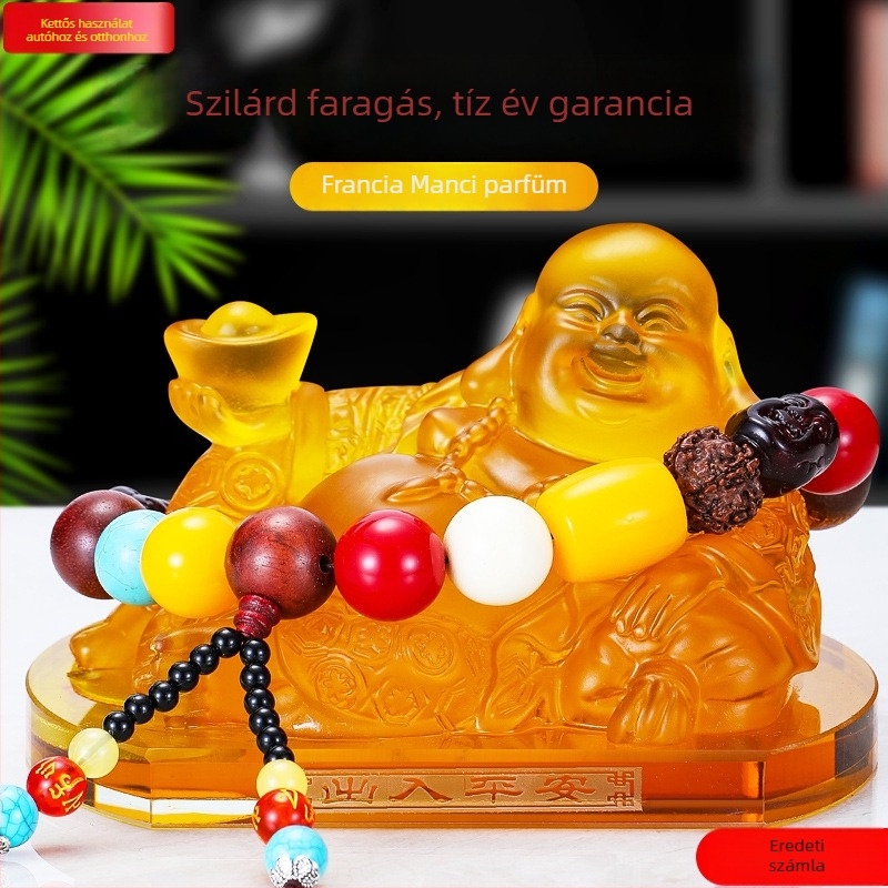 Jadei autó illatszer dekoráció Maitreya Buddha szoborral, központi konzol aromaterápiás üveg, autó dísz — nincs hivatalosan engedélyezett magánmárka