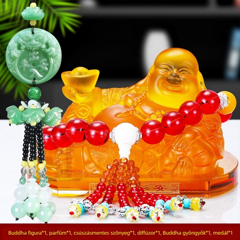 Jadei autó illatszer dekoráció Maitreya Buddha szoborral, központi konzol aromaterápiás üveg, autó dísz — nincs hivatalosan engedélyezett magánmárka