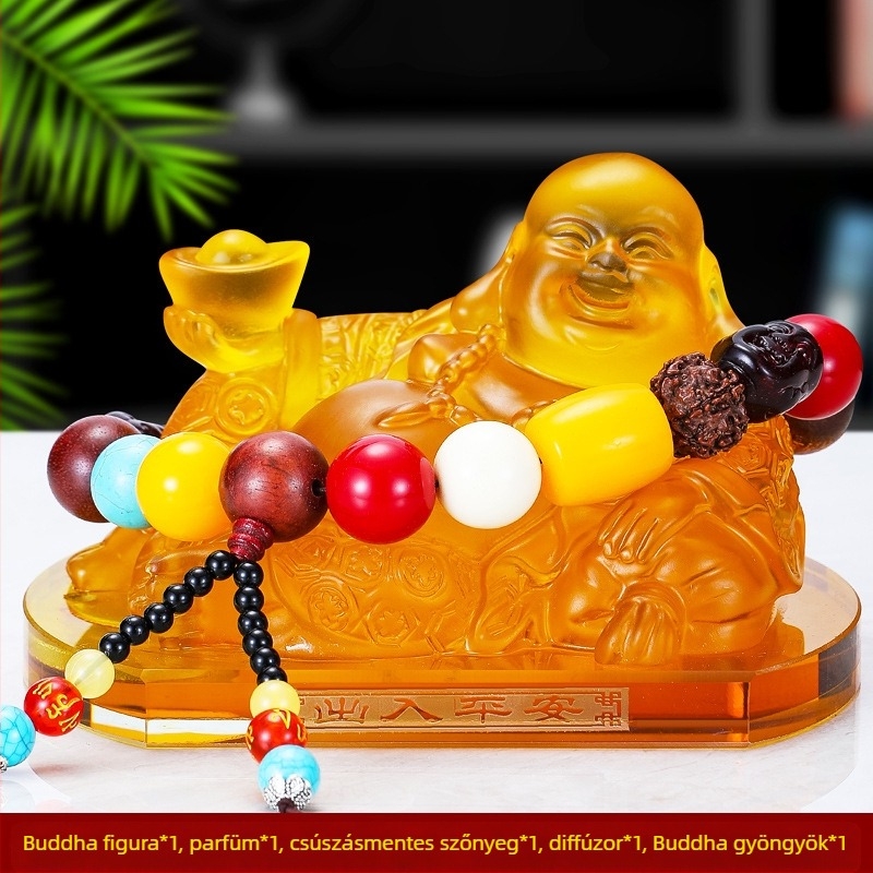 Jadei autó illatszer dekoráció Maitreya Buddha szoborral, központi konzol aromaterápiás üveg, autó dísz — nincs hivatalosan engedélyezett magánmárka