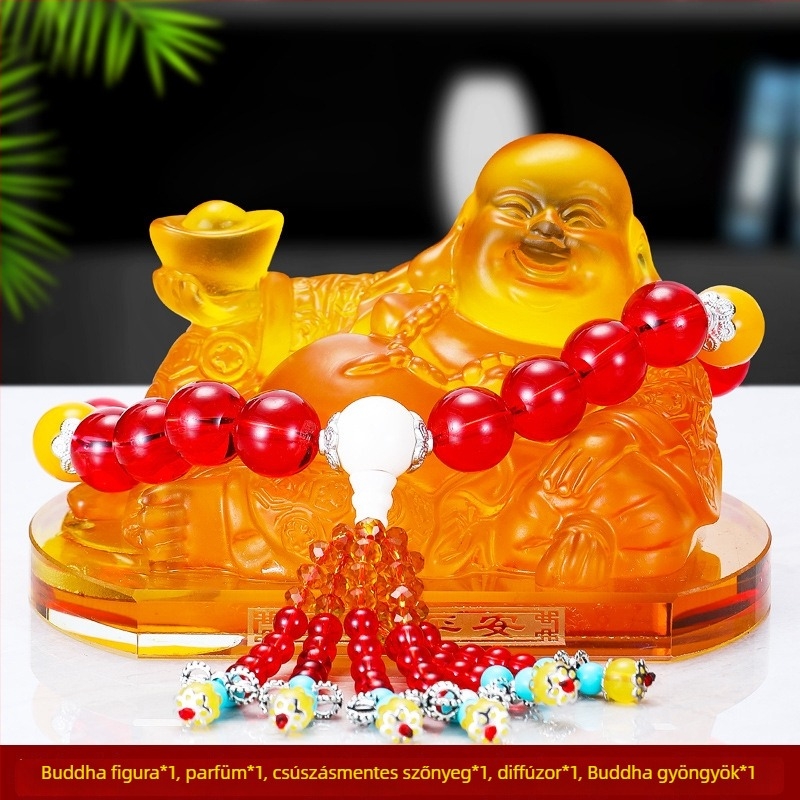 Jadei autó illatszer dekoráció Maitreya Buddha szoborral, központi konzol aromaterápiás üveg, autó dísz — nincs hivatalosan engedélyezett magánmárka