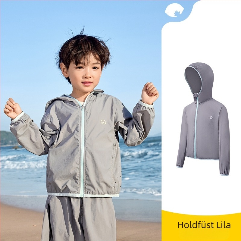 Gyerekek UV-védő kapucnis felső, gyorsan száradó nylon Ice Silk anyagból, lélegző, eredeti dizájn (2025 tavasz)