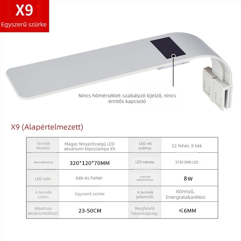 Klipes akváriumi lámpa, 5W, műanyag test, 0,3 kg, akváriumi világítás és vízi növényekhez, Small Tank