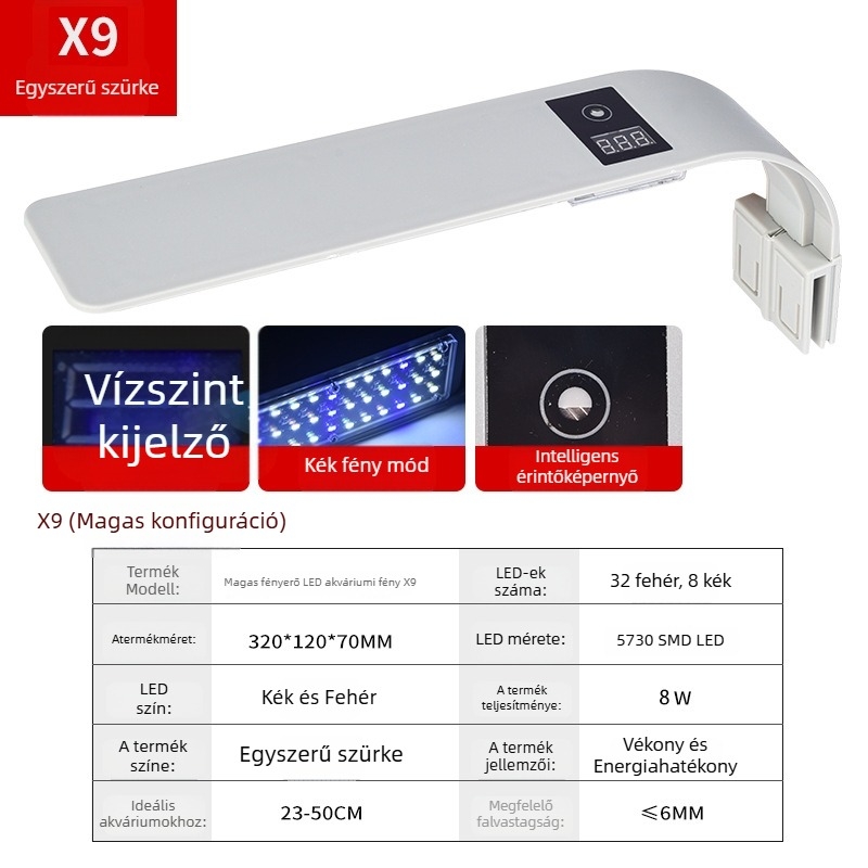 Klipes akváriumi lámpa, 5W, műanyag test, 0,3 kg, akváriumi világítás és vízi növényekhez, Small Tank