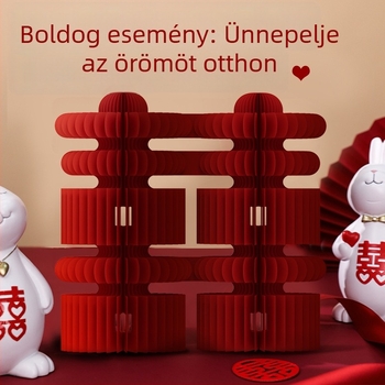 Menyasszonyi papírból készült honeycomb gömb dísz – 3D asztali fotó kellékek, Jiujian