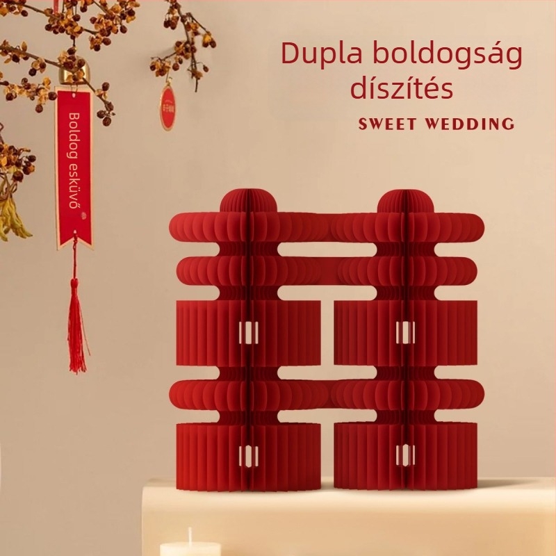 Menyasszonyi papírból készült honeycomb gömb dísz – 3D asztali fotó kellékek, Jiujian