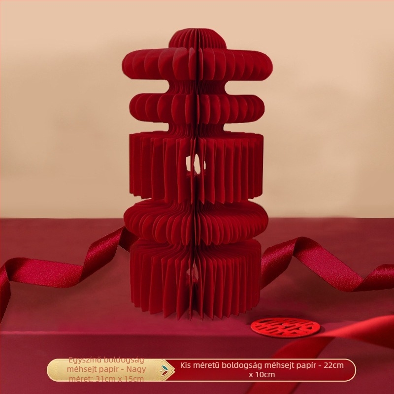 Menyasszonyi papírból készült honeycomb gömb dísz – 3D asztali fotó kellékek, Jiujian