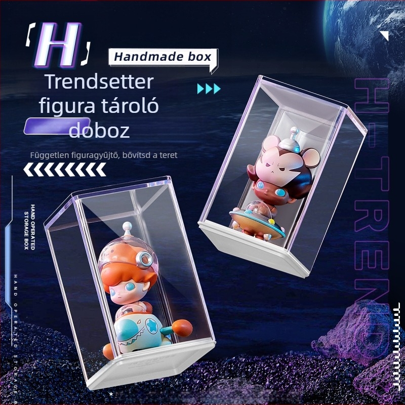 Figurák tároló doboza, PS műanyag, 25 L, porálló, egymásra rakható, 24 darabos készlet