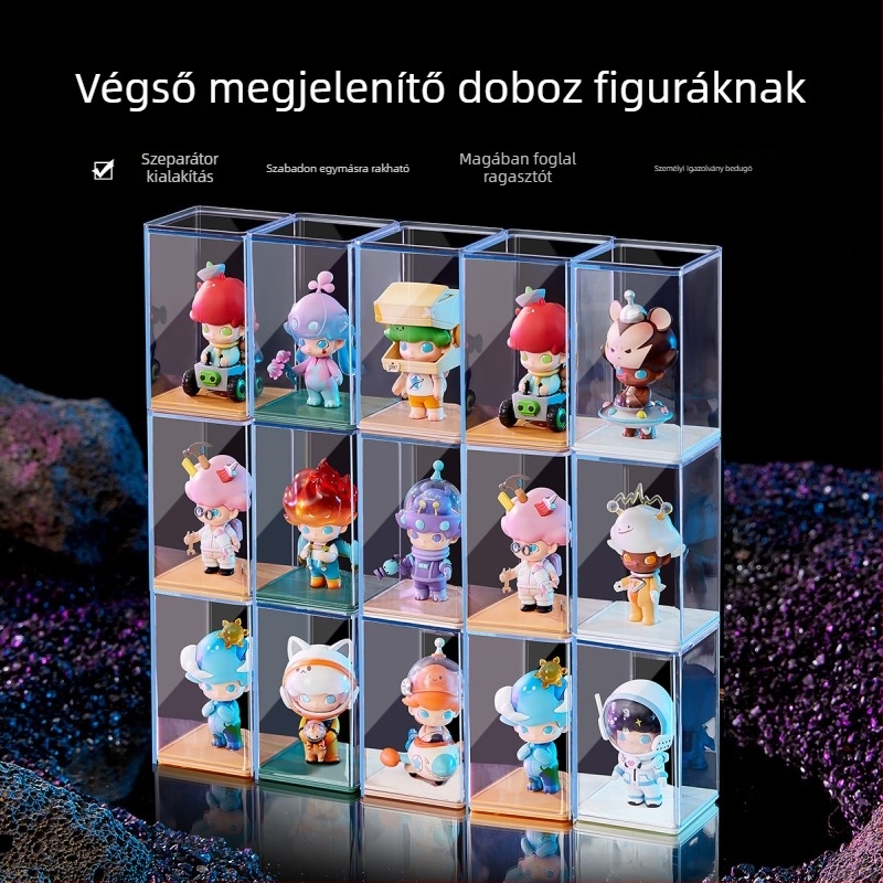 Figurák tároló doboza, PS műanyag, 25 L, porálló, egymásra rakható, 24 darabos készlet