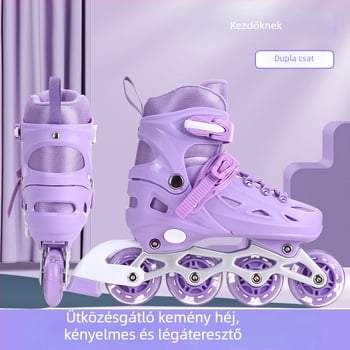 Kezdő gyerek inline korcsolya készlet - PU felsőrész hálóval, kerekek egy sorban