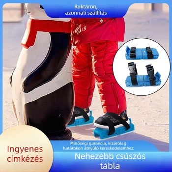 Gyerekeknek szánt jégkorcsolya rozsdamentes acél pengékkel, felső része webbing anyagból, talp műanyag és fém keverékéből