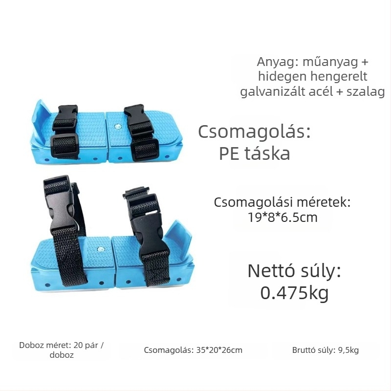 Gyerekeknek szánt jégkorcsolya rozsdamentes acél pengékkel, felső része webbing anyagból, talp műanyag és fém keverékéből