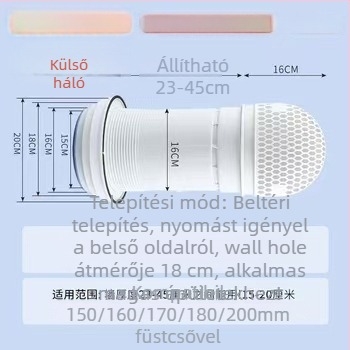 Eastern PP falon átívelő visszacsapó szelep esővédő sapkával kültéri konyhai szagelszívóhoz, modell 048, modern minimalist stílus
