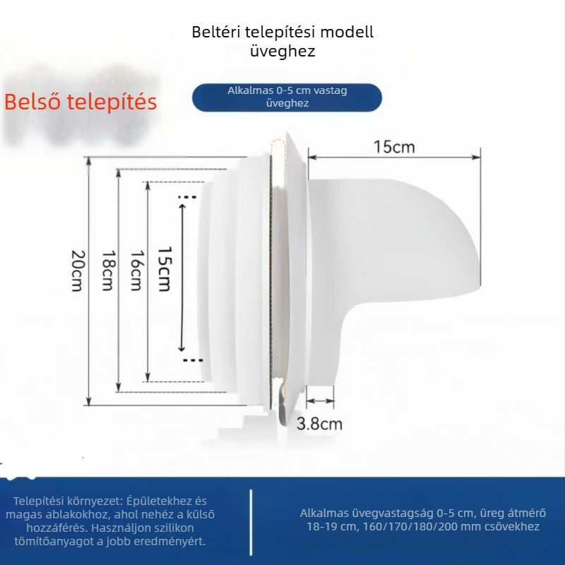 Eastern PP falon átívelő visszacsapó szelep esővédő sapkával kültéri konyhai szagelszívóhoz, modell 048, modern minimalist stílus