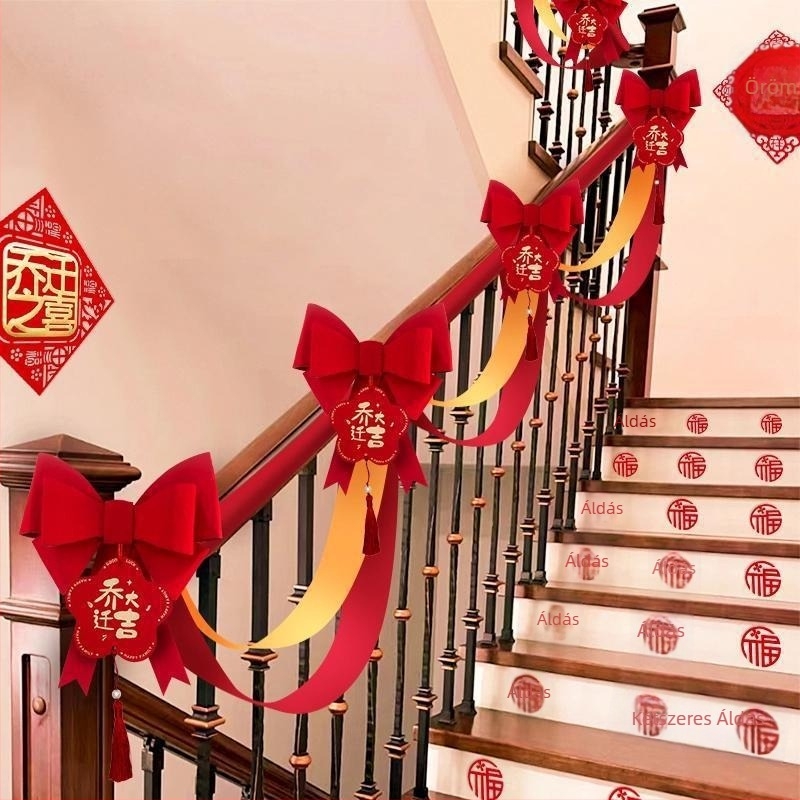 Lépcsőkorlát dekorációs medál – szalag anyag, új otthon dekoráció, reklám ajándék