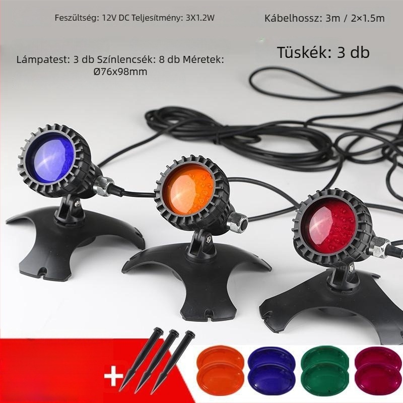 LED amfíbiai búvárfény kültéri világításhoz – vízálló táj- és kertvilágítás, tó projekciós lámpa, 3W, műanyag, 1,5 kg, Zhejiang