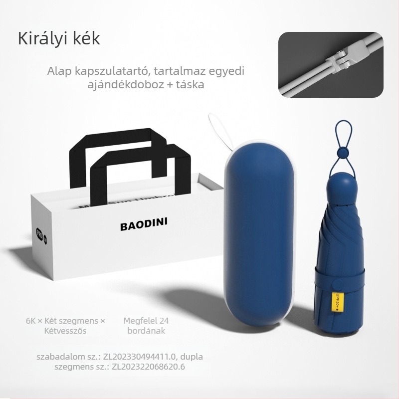 Megerősített dupla bordával rendelkező esernyő, 24 acél bordázat, kupola vinil bevonatú, 210T poliészter, UPF 50+ napvédelmet