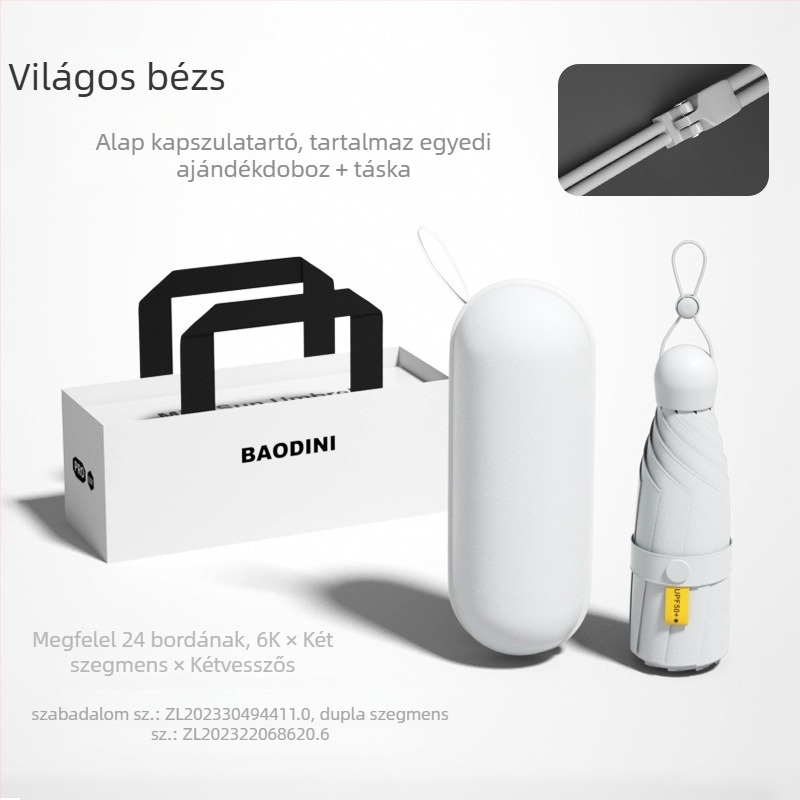 Megerősített dupla bordával rendelkező esernyő, 24 acél bordázat, kupola vinil bevonatú, 210T poliészter, UPF 50+ napvédelmet