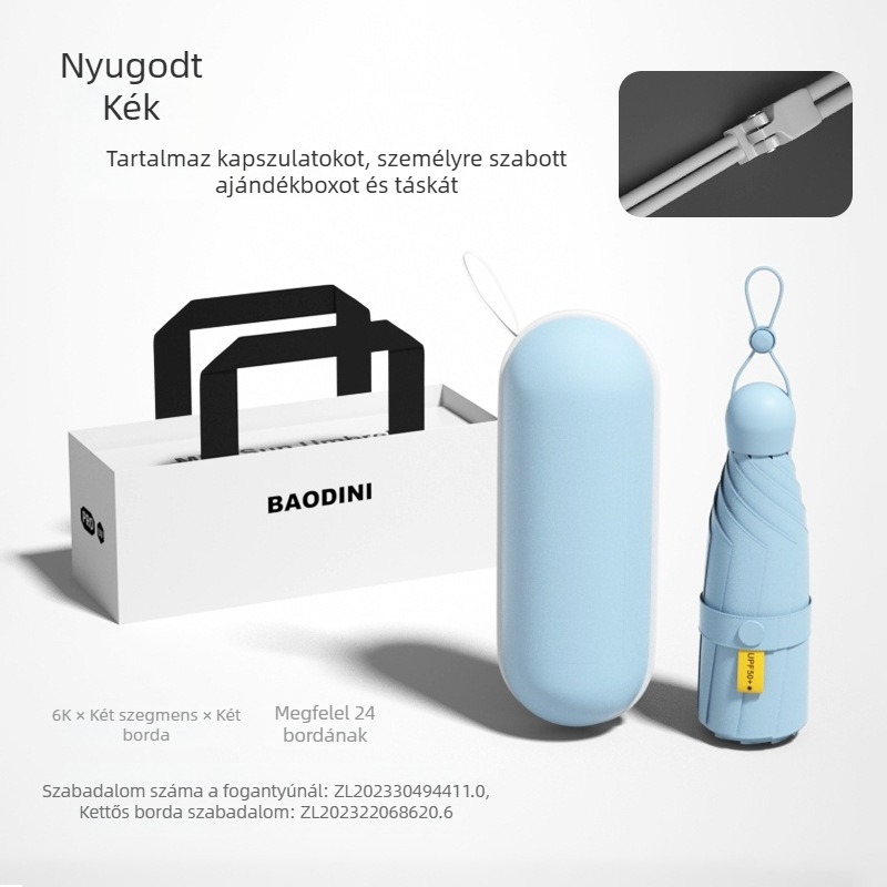 Megerősített dupla bordával rendelkező esernyő, 24 acél bordázat, kupola vinil bevonatú, 210T poliészter, UPF 50+ napvédelmet