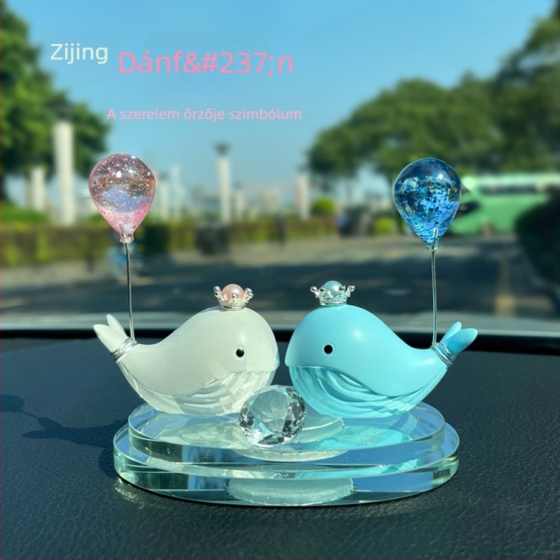 Autó központi műszerfal dísz – gyanta delfin, rajzfilmszerű design, modern stílus, So cute márka, dekoráció