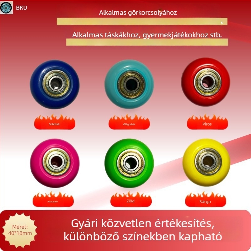 40 mm PU kerekek Heelys cipőkhöz, játékokhoz, poggyászhoz és bútorokhoz, görkorcsolyához – 2 db