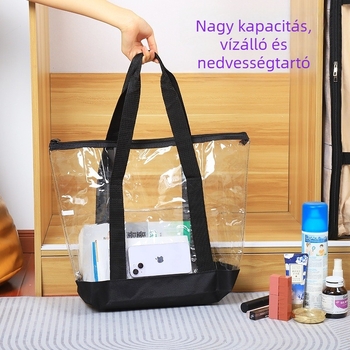PVC átlátszó kubus alakú strandtáska, nagy kapacitású, vízálló, többfunkciós utazótáska